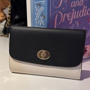 Coach Black and Cream Trifold Wallet